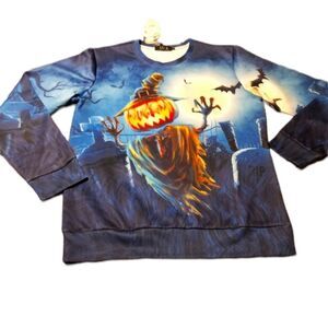 Halloween Jack o lantern Pumpkin Sweatshirt Size Medium Unisex New